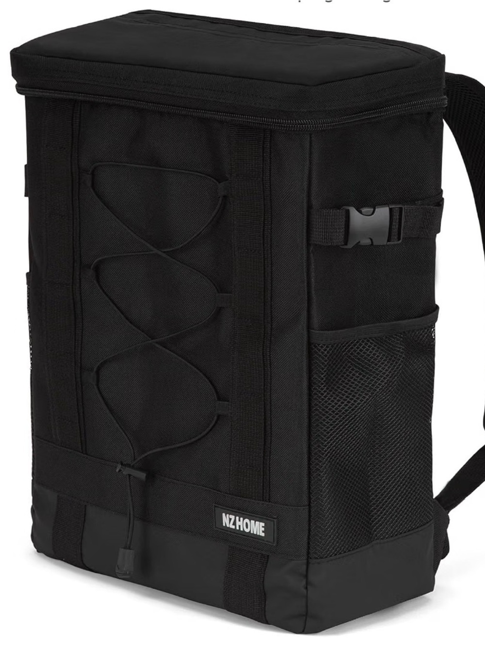 Black Men's Backpack Cooler Bag with Front Bungee